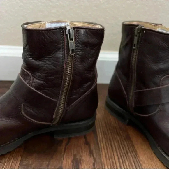 Frye Veronica 6” Shortie Brown Leather Ankle Boots Wm Size 6 Side Zip 3474509 - Picture 12 of 16
